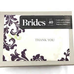 40 Thank you Cards Envelopes Purple Scroll Design